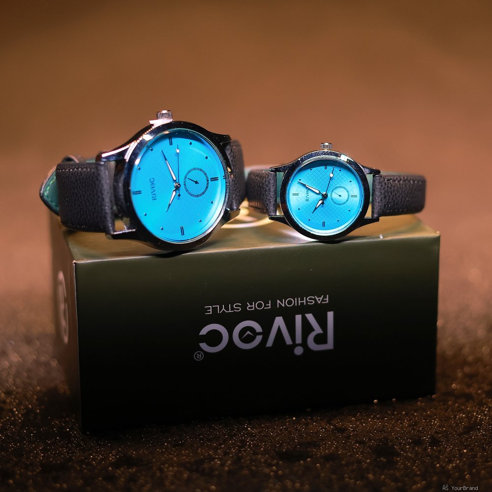 RIVOQ Couple Watch Set – Blue Dial Edition